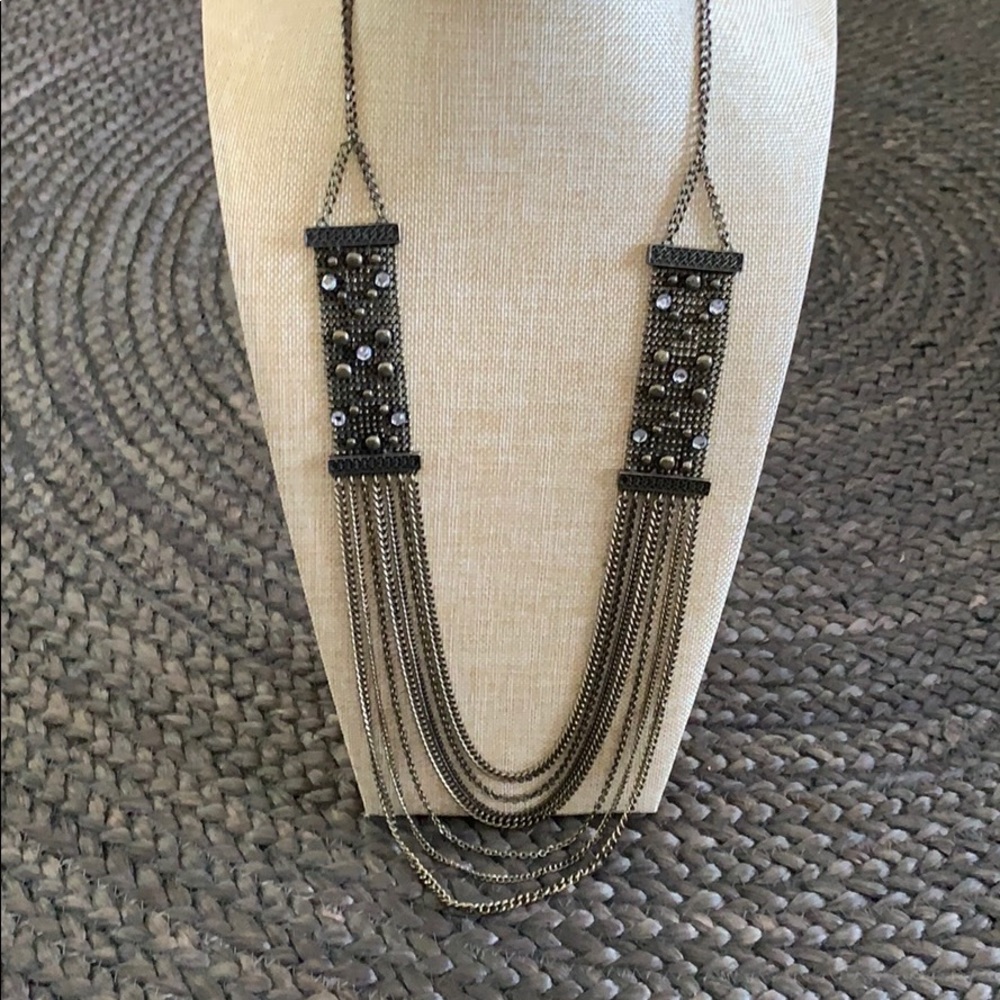 Long brass chain necklace with sequins